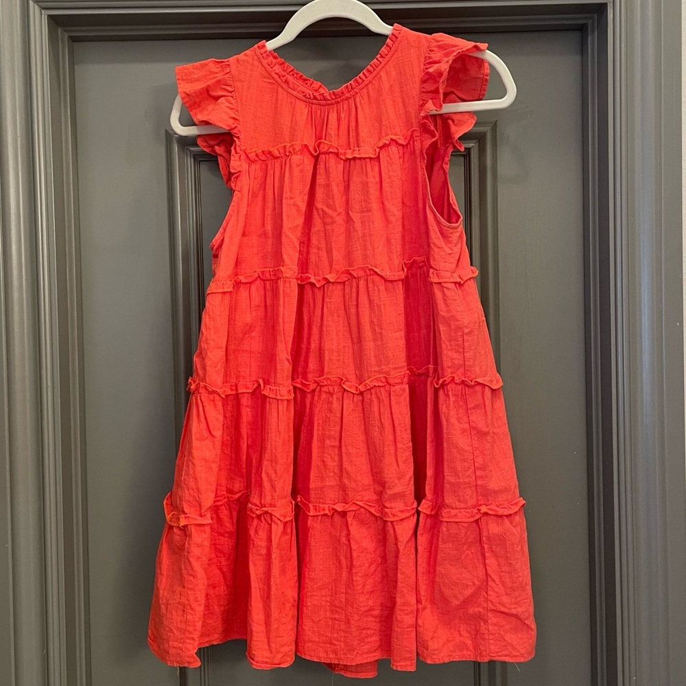 Altar’d State Orange High Neck Tiered Mini Dress A Line Flutter Sleeves M